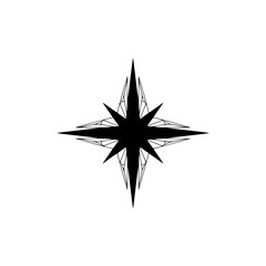 Obraz premium Geometric Black Starburst on White Background, Minimalist Design