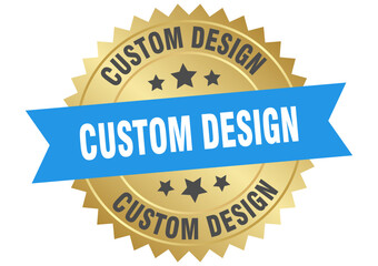 custom design. custom design round blue and gold label isolated on transparent background