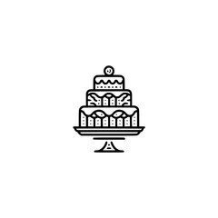 Minimalist Tiered Cake Icon on White Background