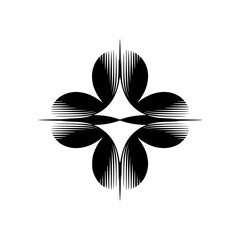 Minimalist Geometric Floral Design in Black & White, Abstract Symmetry