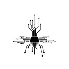 Futuristic CPU Circuit Diagram, Minimalist Tech Background