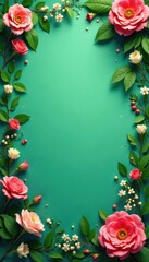 Fototapeta premium Soft focus of grunge elements on a green background with subtle floral hints, background, nostalgic, green