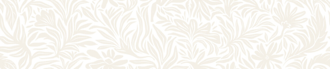 Abstract grey leaf shapes floral seamless pattern. floral leaves geometric pattern on white background. © andin