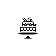 Minimalist Icon: Two-Tiered Cake Illustration for Celebrations, Food & Design