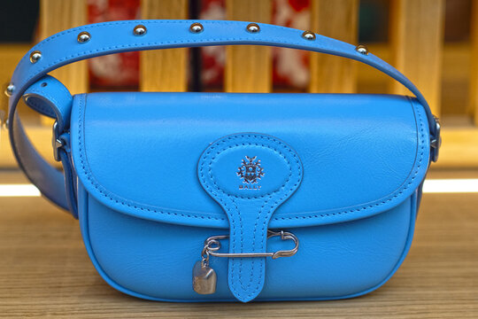 Beckett blue leather mini shoulder bag by Bally.Milan - Italy,15 March 2025