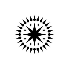 Geometric Starburst Icon - Abstract Design in Black & White