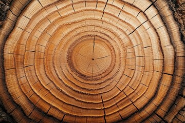 Naklejka premium Close-Up View of Tree Rings in Wood Cross-Section Macro Photography with Warm Lighting