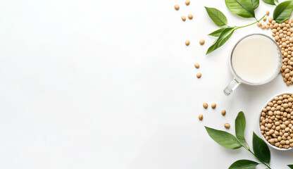 Soy Milk and Soybeans: Healthy Plant-Based Drink Concept
