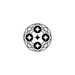 Obraz premium Geometric Black and White Logo Design on White Background