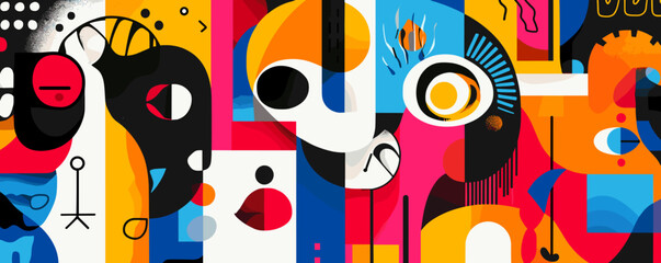 Abstract geometric art with bold colors and shapes, modern design vector.