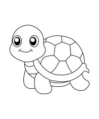 Smiling Turtle Line Art Illustration for Kids