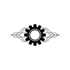 Gear Icon with Lines, Minimalist Tech Design