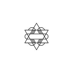 Geometric Star Symbol: Minimalist Black Line Art on White Background