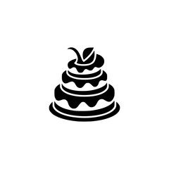 Elegant Black & White Cake Icon on White Background