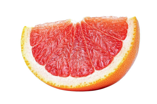 grapefruit slice - juicy red citrus fruit segment isolated on black