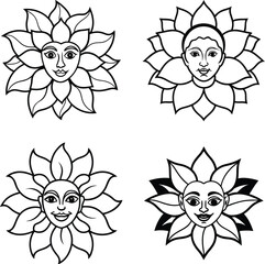 One line art vector template for coloring page