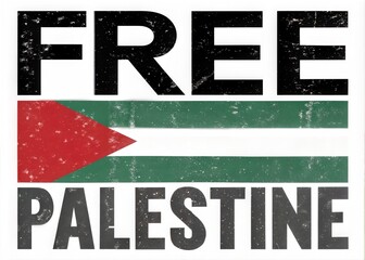 Free Palestine Message with Palestinian Flag. Palestinian Flag with Free Palestine Text.