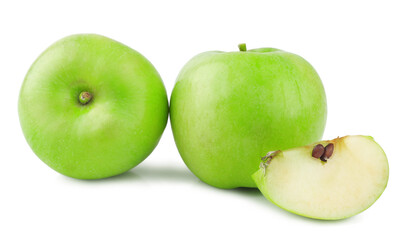 Green apple isolated on a white background .