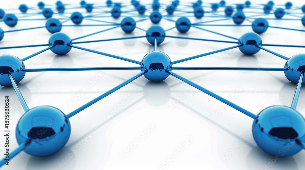 Poster abstract digital network with interconnected nodes and lines.
