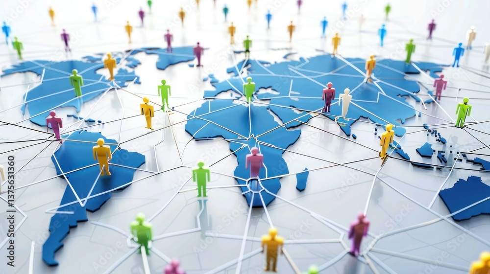 Poster global network concept with connected points and connections.