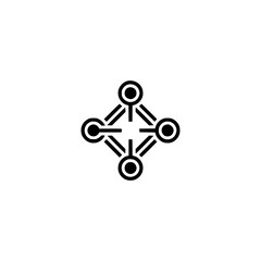 Abstract Minimalist Network Icon - Black on White, Geometric Design