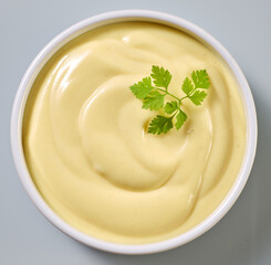 Hollandaise Schale mit Petersilie, Spargel, Zutaten, Topshot, Mayonaise, 