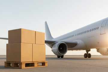 Cargo plane at aerodrome ready to load goods for transport