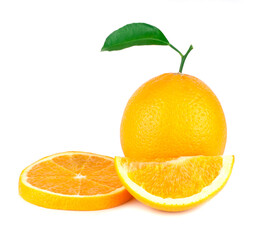 Orange and orange slices isolated on a white background