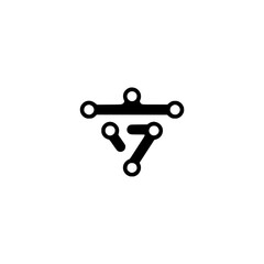 Abstract Circuit Diagram Icon in Black, Technology, Minimalism
