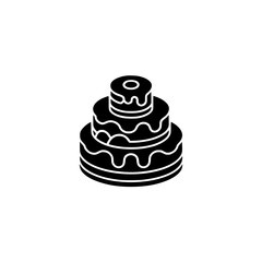 Black & White Three-Tiered Cake Icon - Celebration, Dessert, Minimalist Design