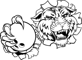 A tiger ten pin bowling ball animal sports team mascot