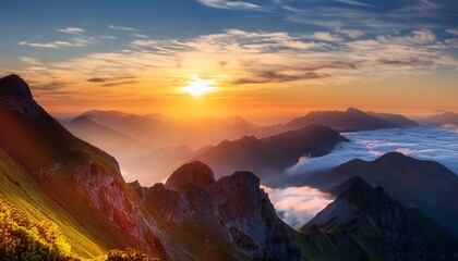 Obraz premium sunrise over mountains with clouds