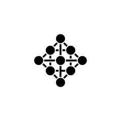 Black Network Icon on White, Abstract Connectivity Illustration