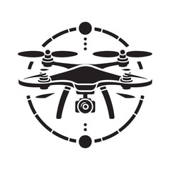 the drone silhouette vector style with white background