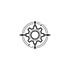 Obraz premium Minimalist Gear Logo with Circle, Dot Elements on White