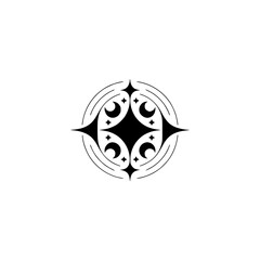 Celestial Geometric Logo, Minimalist Star and Crescent Design on White