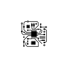 Minimalist Circuit Board Icon: Tech, Innovation, and Digital Design