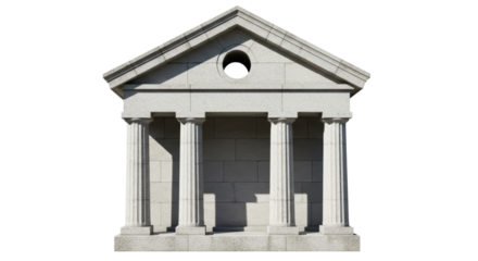 Isolated Classical Stone Building Facade with Columns