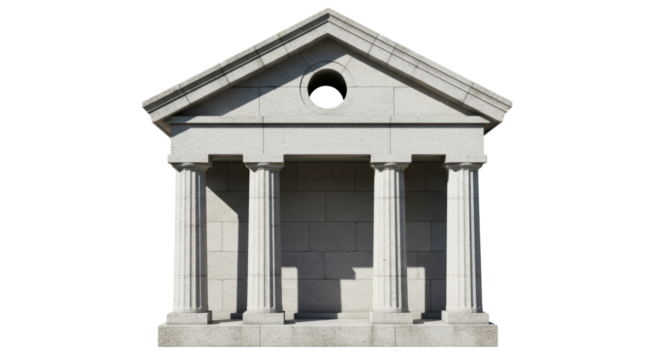 Isolated Classical Stone Building Facade with Columns