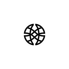 Obraz premium Minimalist Globe Icon, Black Line Art on White, Global Connectivity Concept