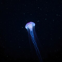 Pink Jellyfish Dark Ocean.