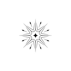 Geometric Starburst: Minimalist Black and White Design Element
