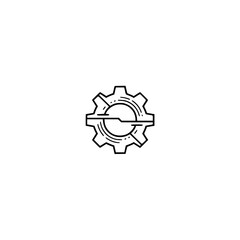 Minimalist Gear Icon: Technology, Industrial, Innovation Concept