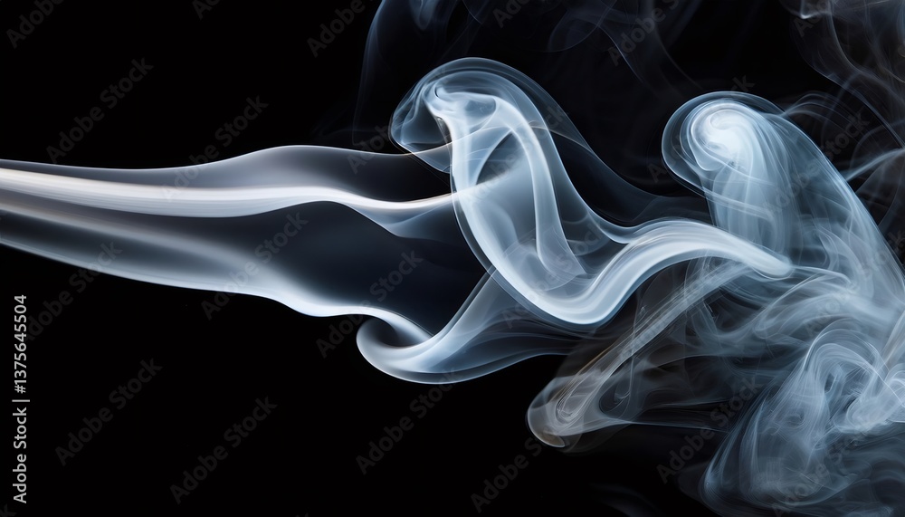 Poster delicate wisps of smoke dancing across dark background, generating intricate abstract patterns with 