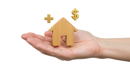 Isolated Hand Holding House with Dollar Sign