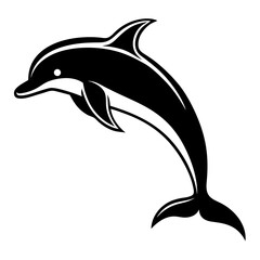 Fototapeta premium A vector silhouette of a dolphin leaping out of the water,
