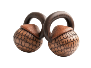 Traditional wooden gym equipment for strength training and fitness, cut out - stock png.