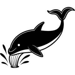 Obraz premium A vector silhouette of a whale spouting water from its blowhole, 