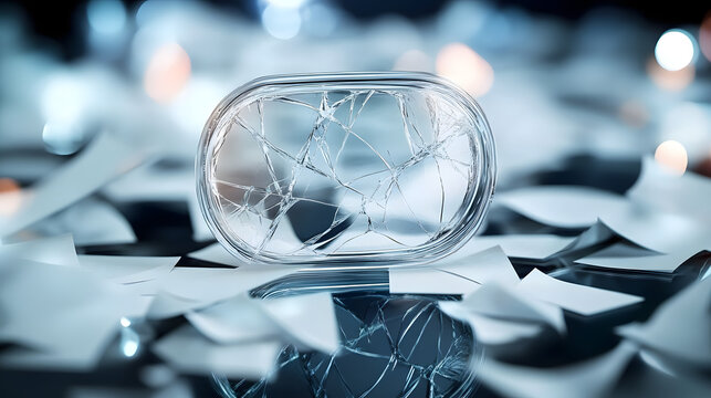 Glass Tablet Surrounded by Shattered Paper Representing Choices in a Modern World : Generative AI