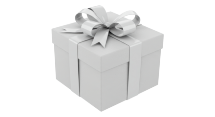 Isolated White Gift Box with Ribbon